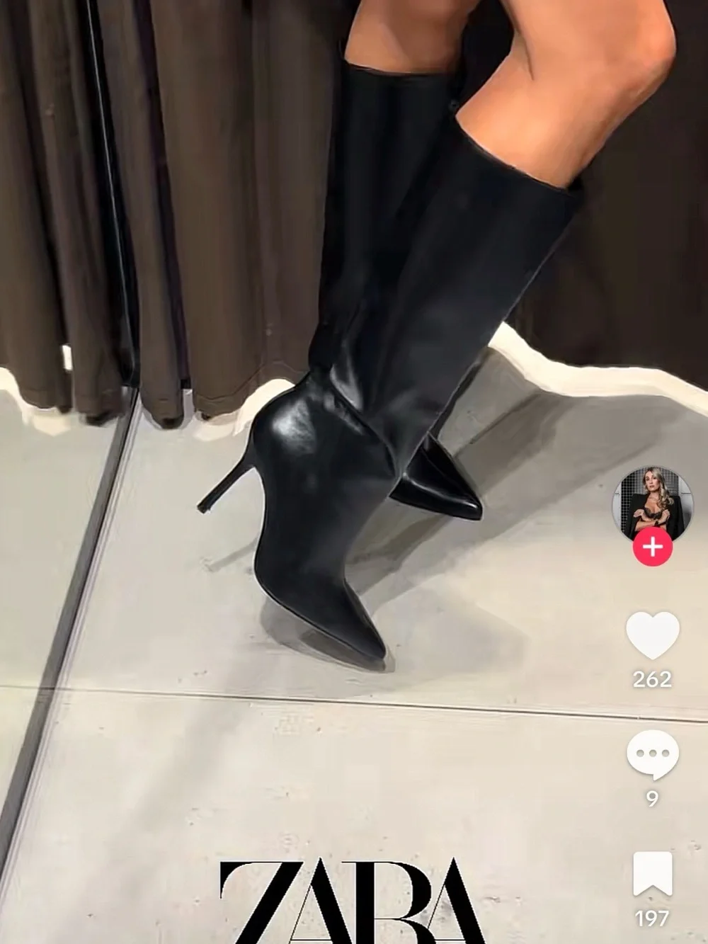 Zara Black Over-the-Knee Pointed Stiletto Boots